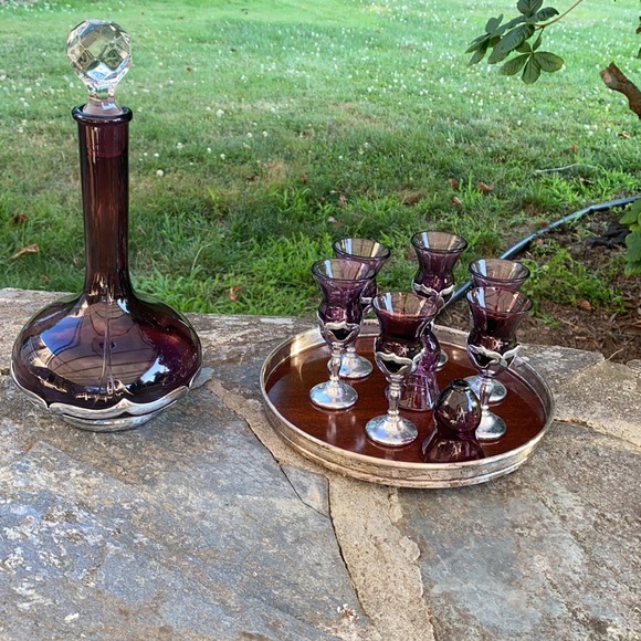 Fabar Bros Mid Century Amhurst decanter matching glasses two replacement classes - Picture 8 of 14